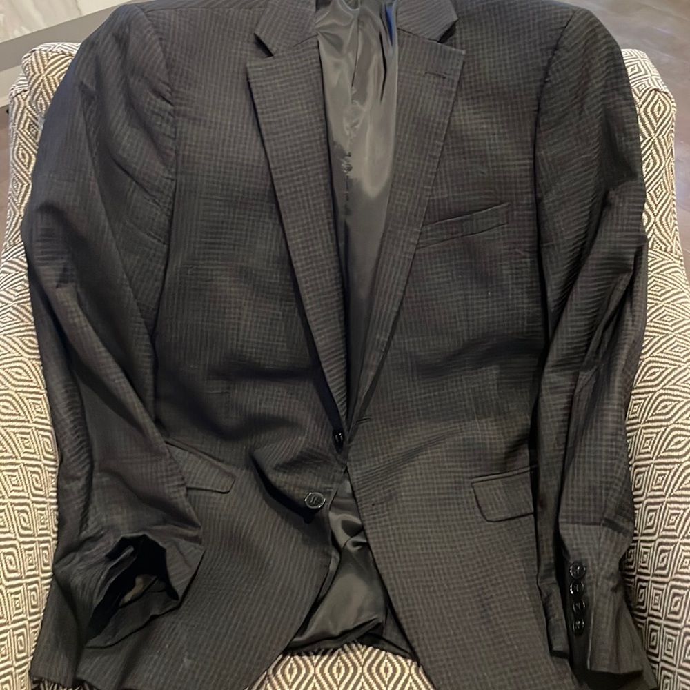 Calvin Klein Navy Blue Plaid Sports Jacket
